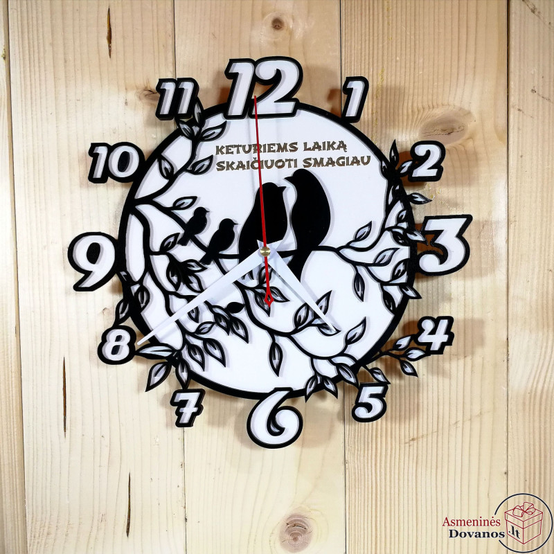 Asmeninis sieninis laikrodis "Keturi paukščiai"